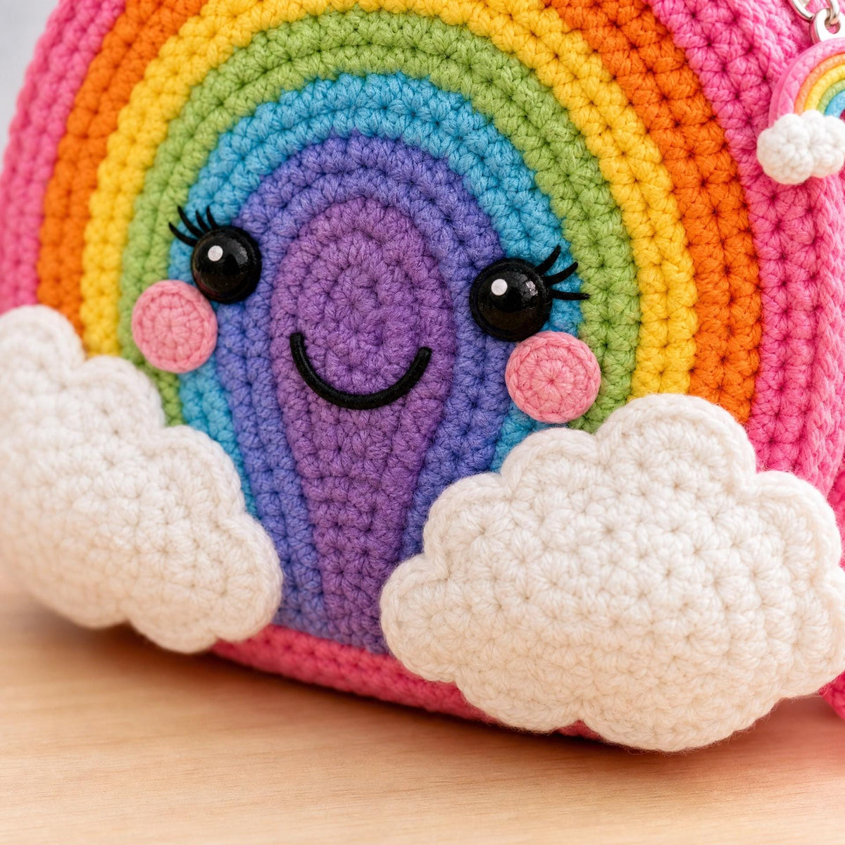 Rainbow Backpack Crochet Pattern | Child Bag PDF, Amigurumi Style Clouds