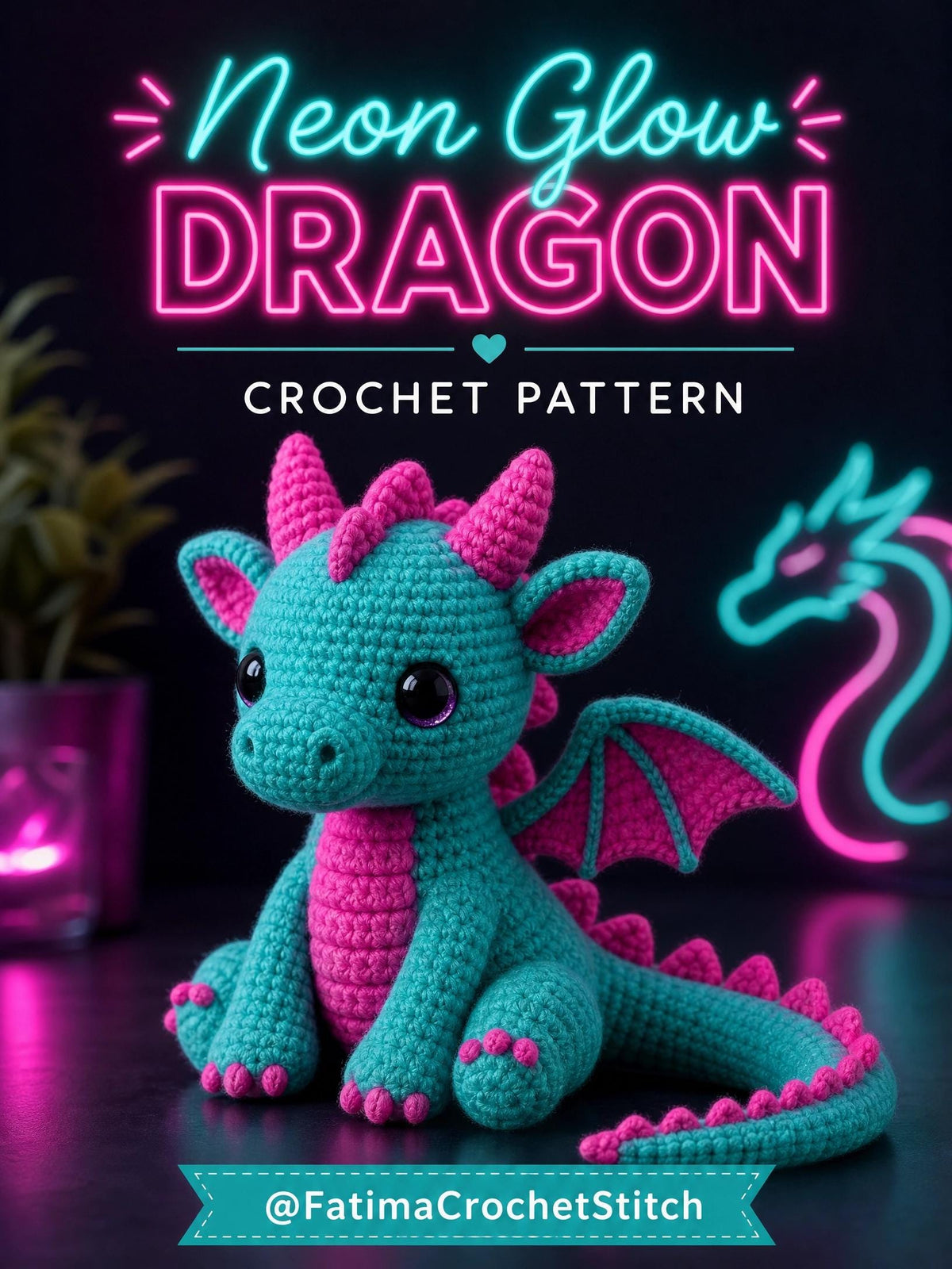 Neon Glow Dragon Crochet Pattern | Ultra-Easy Amigurumi Tutorial (PDF Download)