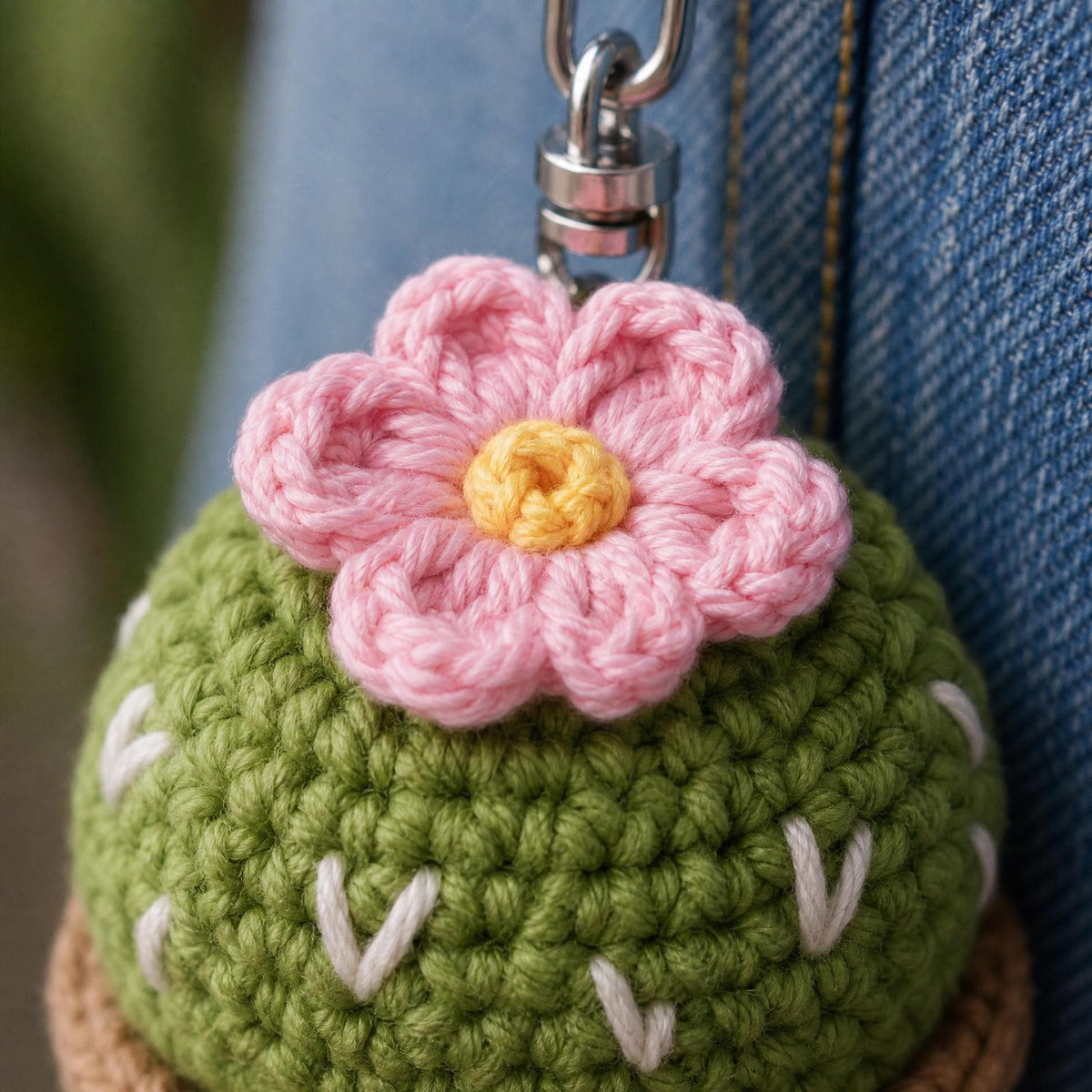 Tiny Cactus Crochet Keychain Pattern | Amigurumi Succulent Bag Charm PDF
