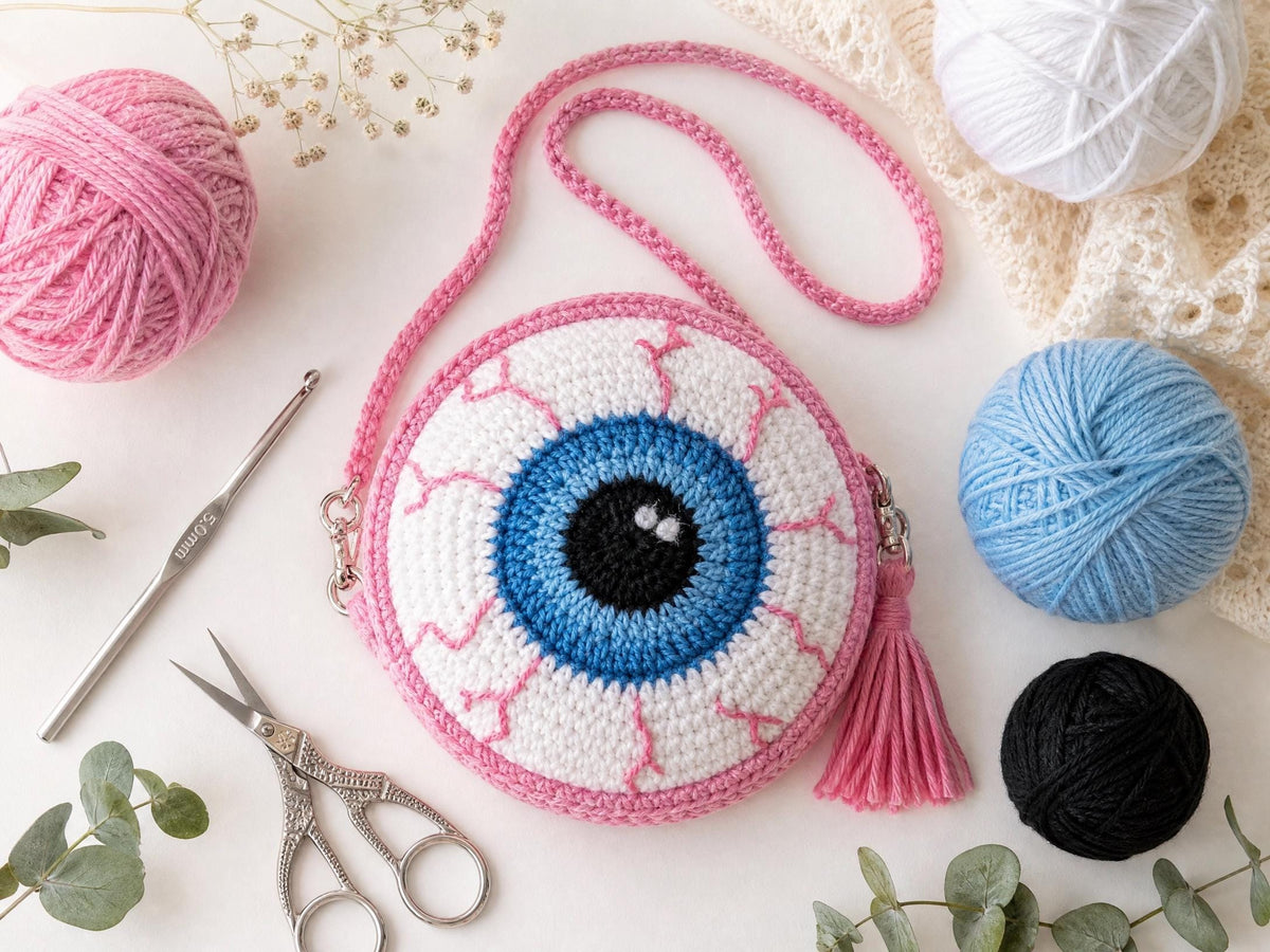 Eyeball Crossbody Bag Crochet Pattern | Beginner-Friendly Amigurumi Style | Spooky Halloween Accessory PDF