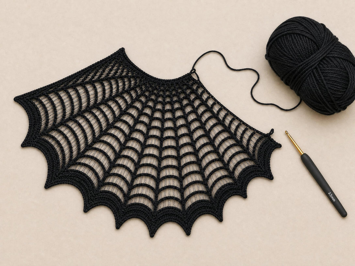 Midnight Web Shawl Crochet Pattern | Gothic Spider Web Lace Wrap (PDF Download)