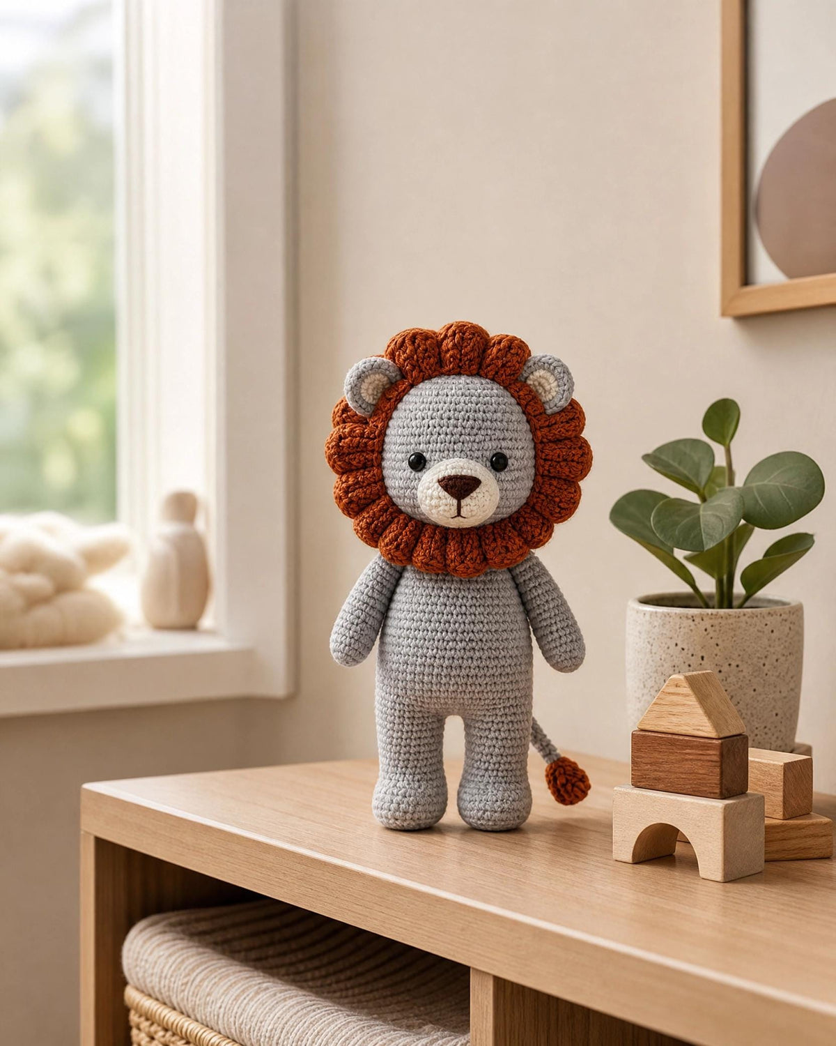 Standing Lion Crochet Pattern, Realistic Amigurumi PDF, Textured Mane, Safari Toy (Digital Download)