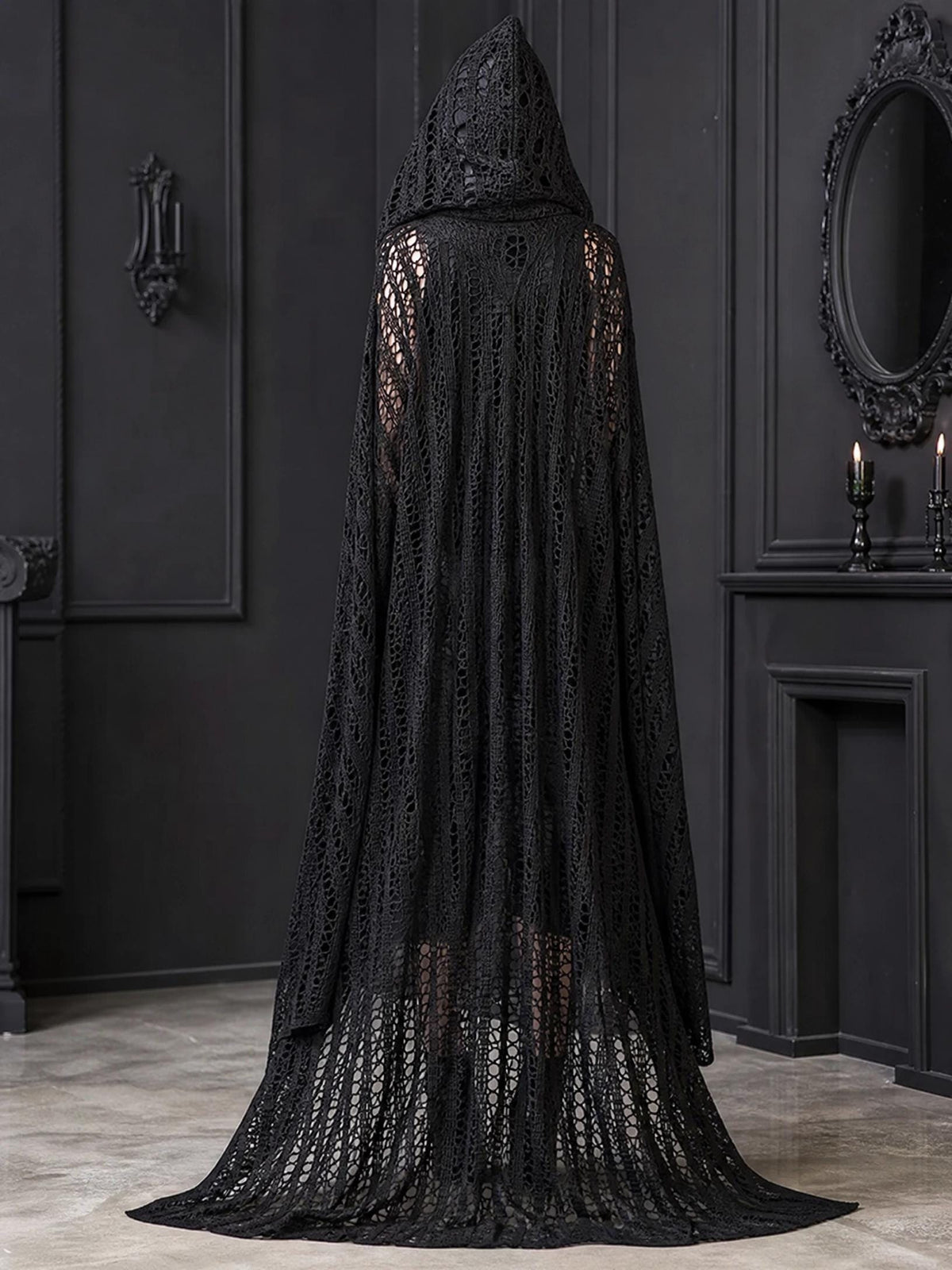 Gothic Hooded Mesh Duster Crochet Pattern | Beginner Friendly PDF | Floor Length Cardigan