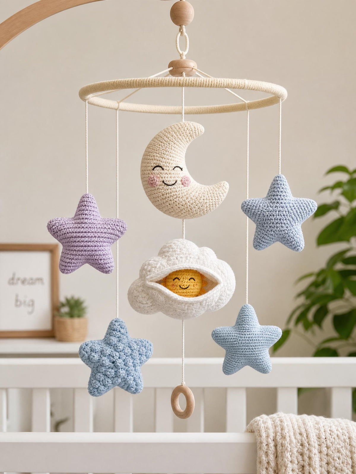 Celestial Crochet Mobile Pattern, Moon Star Cloud Nursery Decor (PDF Download)
