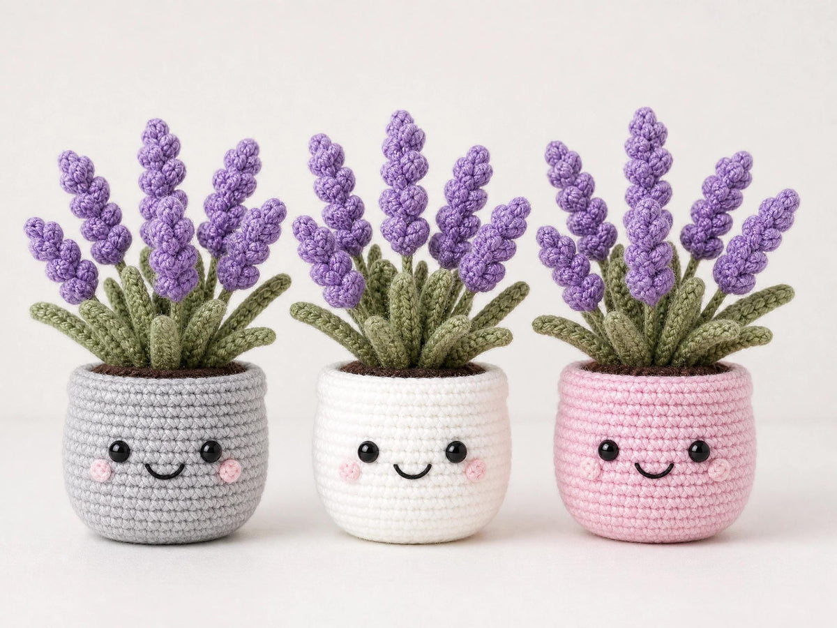 Crochet Potted Lavender Pattern | Amigurumi Flower PDF Tutorial (Beginner Friendly)