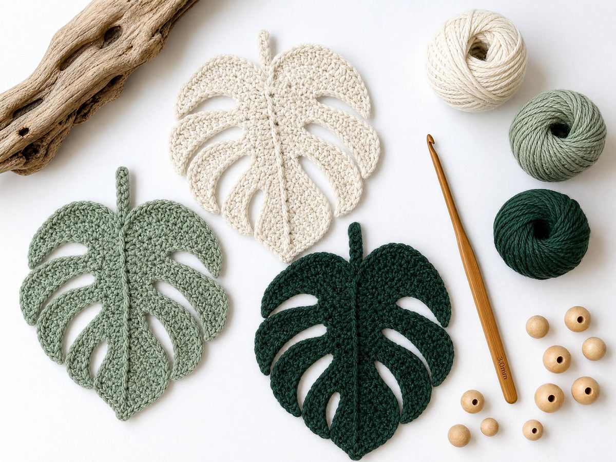 Monstera Leaf Crochet Pattern | Wall Hanging PDF | Beginner Friendly | Boho Decor | Instant Download + VIDEO