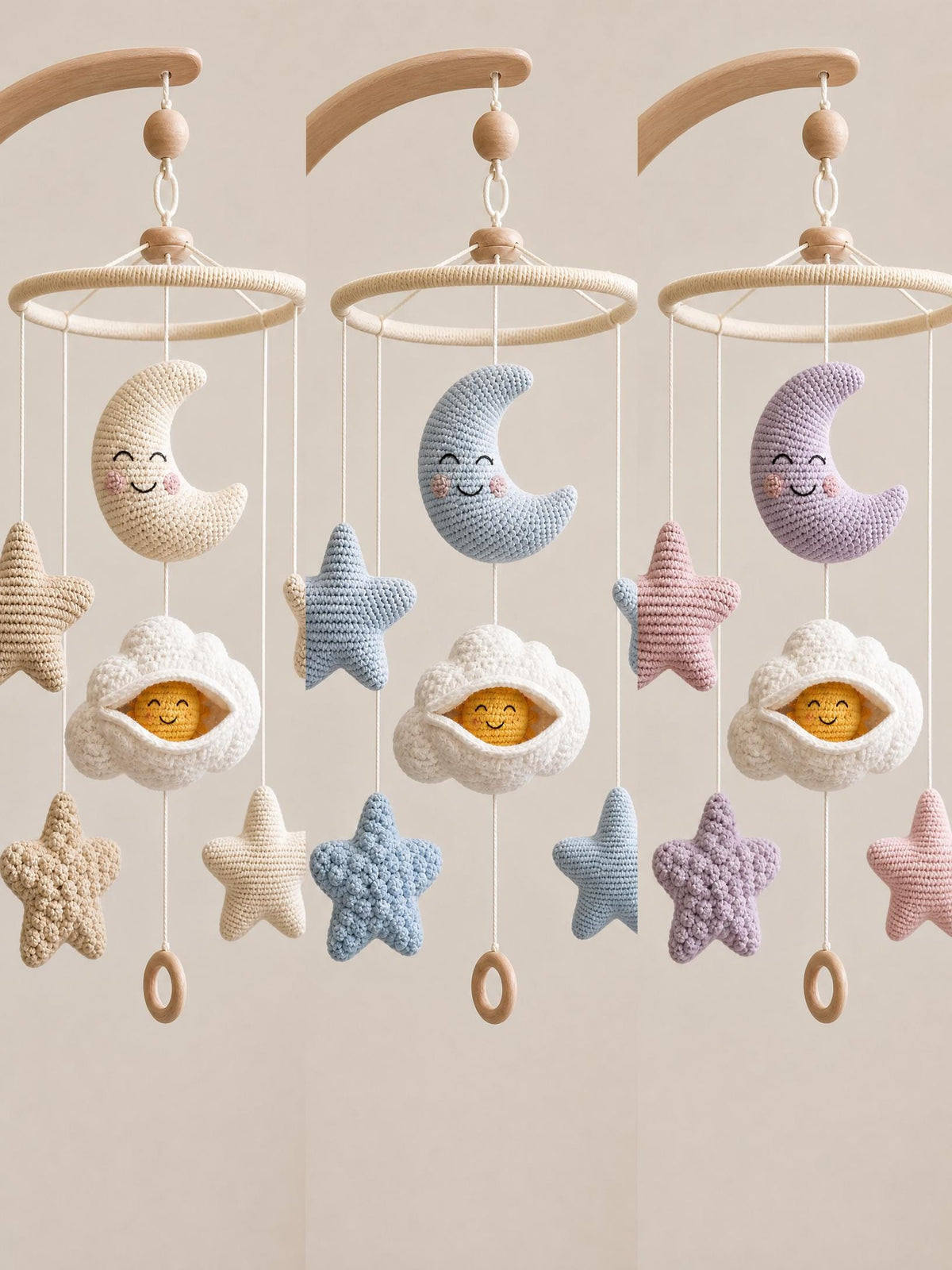 Celestial Crochet Mobile Pattern, Moon Star Cloud Nursery Decor (PDF Download)