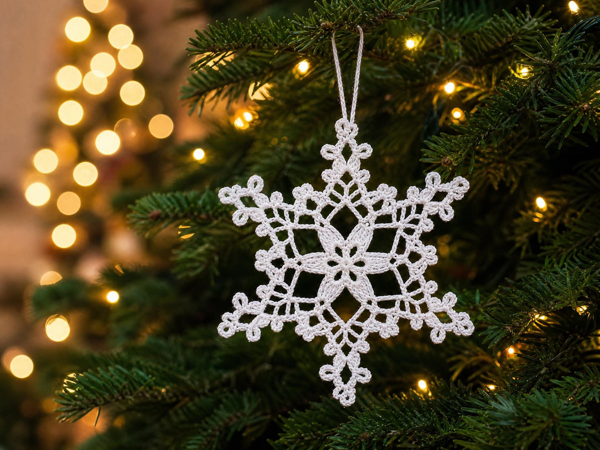 Winter Star Snowflake Crochet Pattern | Beginner Lace Ornament Tutorial (PDF Download)