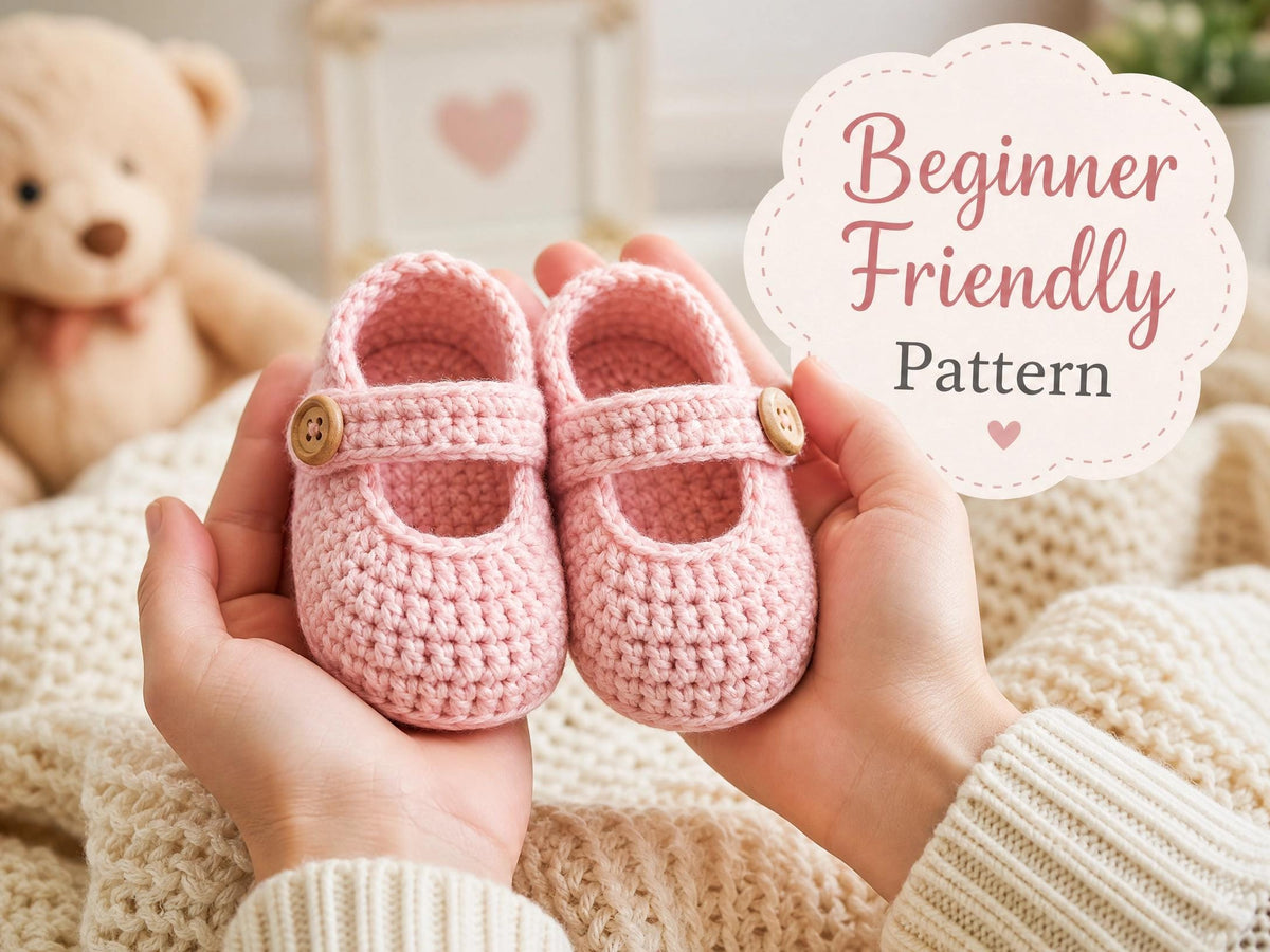 Easy Crochet Mary Jane Baby Booties Pattern – Beginner Friendly PDF (Instant Download)