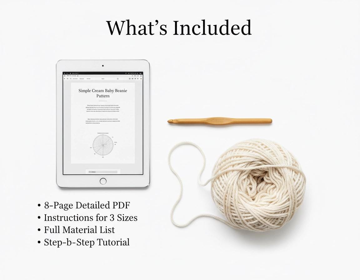 Baby Beanie Crochet Pattern | Moss Stitch Hat, Beginner Friendly (PDF Download)