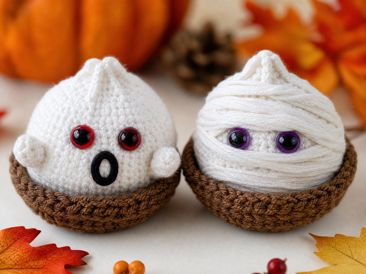 Halloween Dumplings Crochet Pattern, No Sew Amigurumi Food Tutorial (PDF Download)