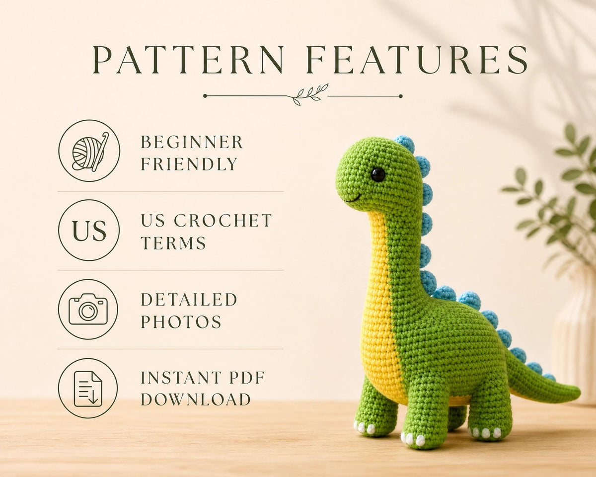 Amigurumi Brachiosaurus Crochet Pattern, Beginner Friendly Dino Toy (PDF Download)