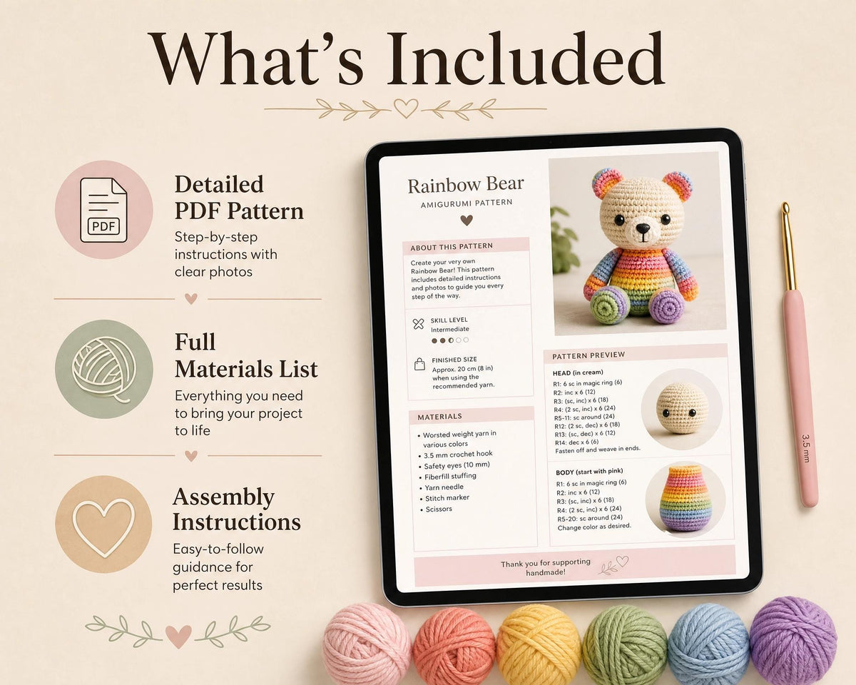 Amigurumi Caterpillar Crochet Pattern, Beginner Rainbow Bug Toy (PDF Download)
