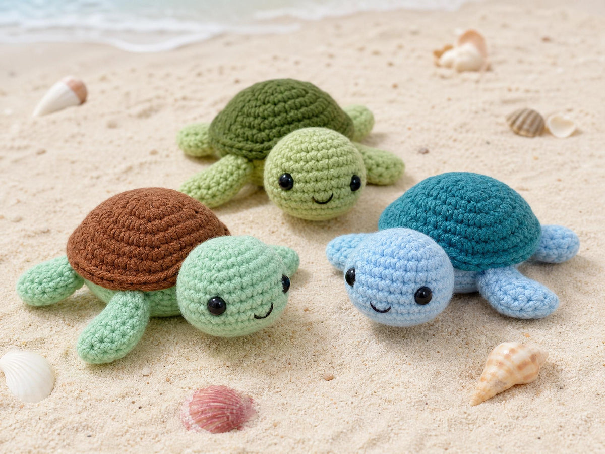 Baby Turtles Crochet Pattern | Amigurumi Sea Turtle PDF | Beginner Friendly | Quick Project | Instant Download