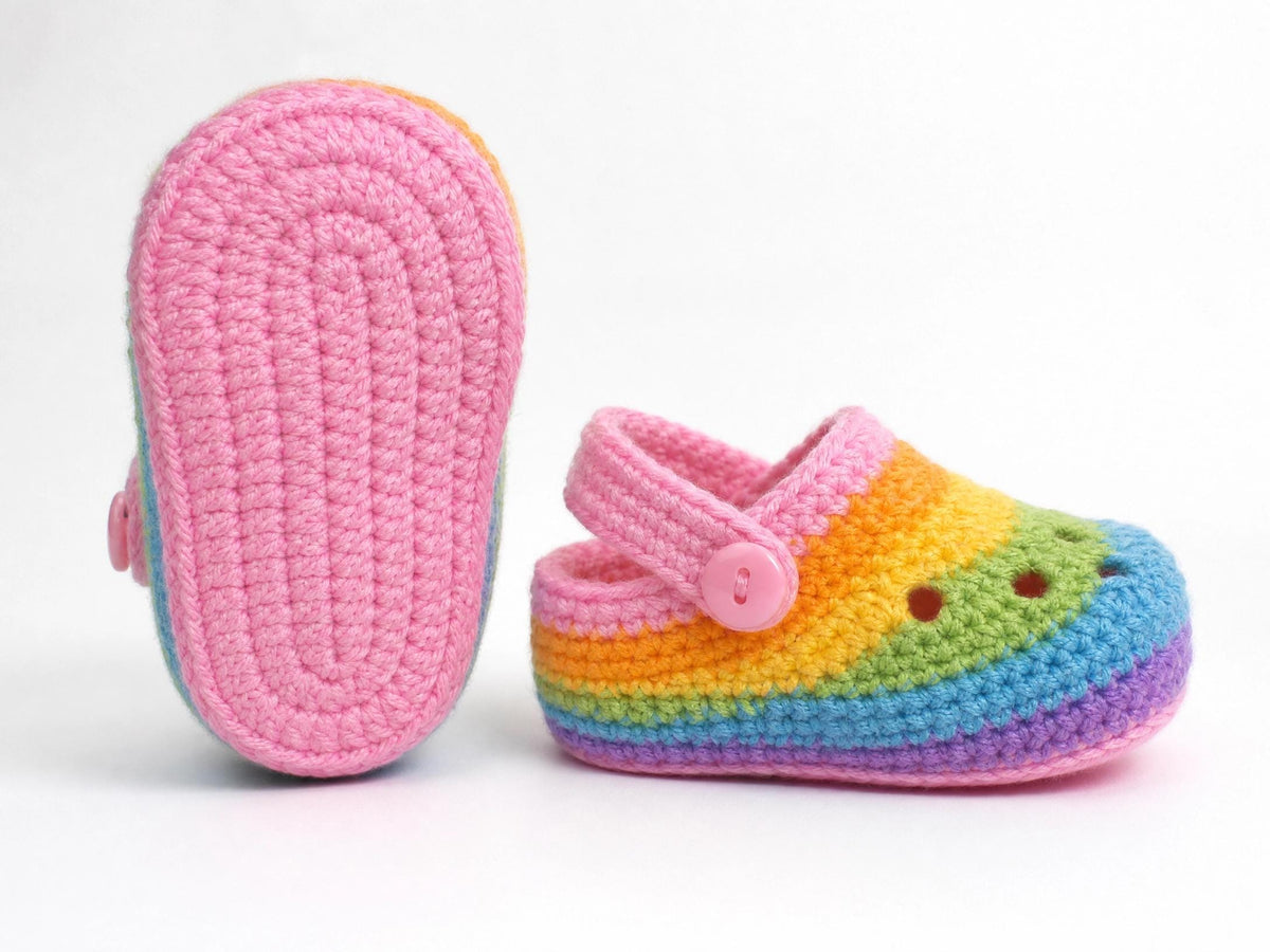 Rainbow Baby Crocs Crochet Pattern - Easy Beginner Clog Booties (PDF) + VIDEO