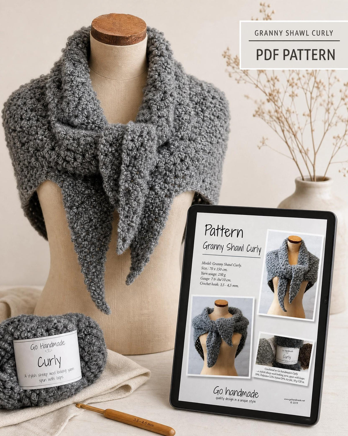 6 Crochet Shawl & Scarf Patterns Bundle, Granny Square Designs (Digital Download)