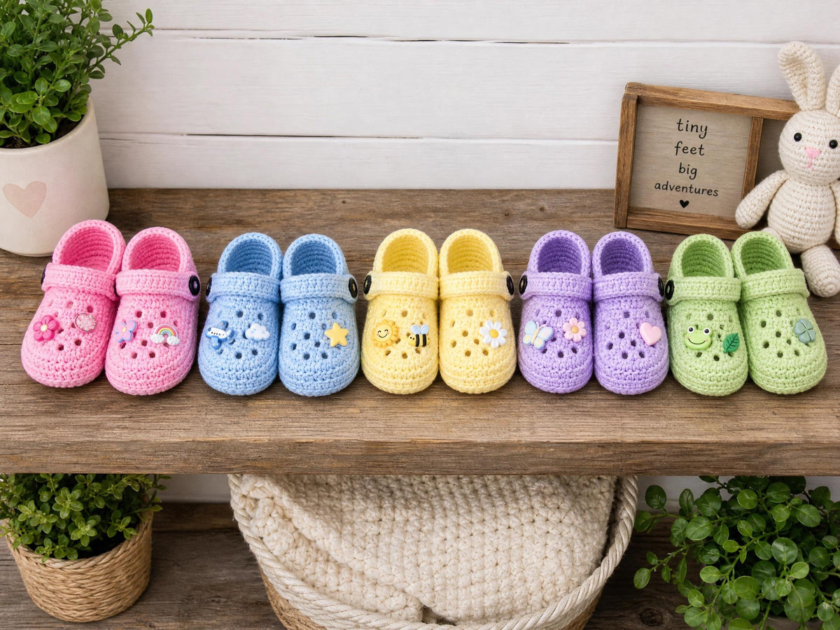 Crochet Baby Shoes Pattern: Croc-Style Clogs, Newborn to 12 Months (PDF Download) + VIDEO