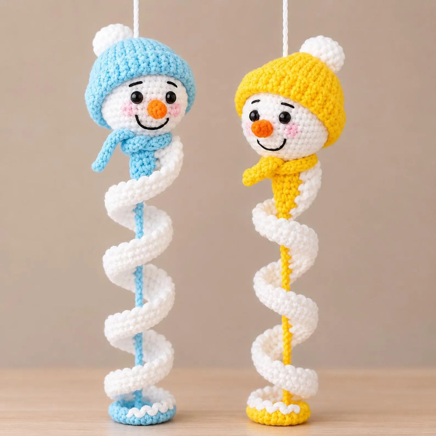 Crochet Snowman Spiral Ornament Pattern PDF, Amigurumi Christmas Decoration Tutorial, Hanging Winter Decor Crochet Pattern