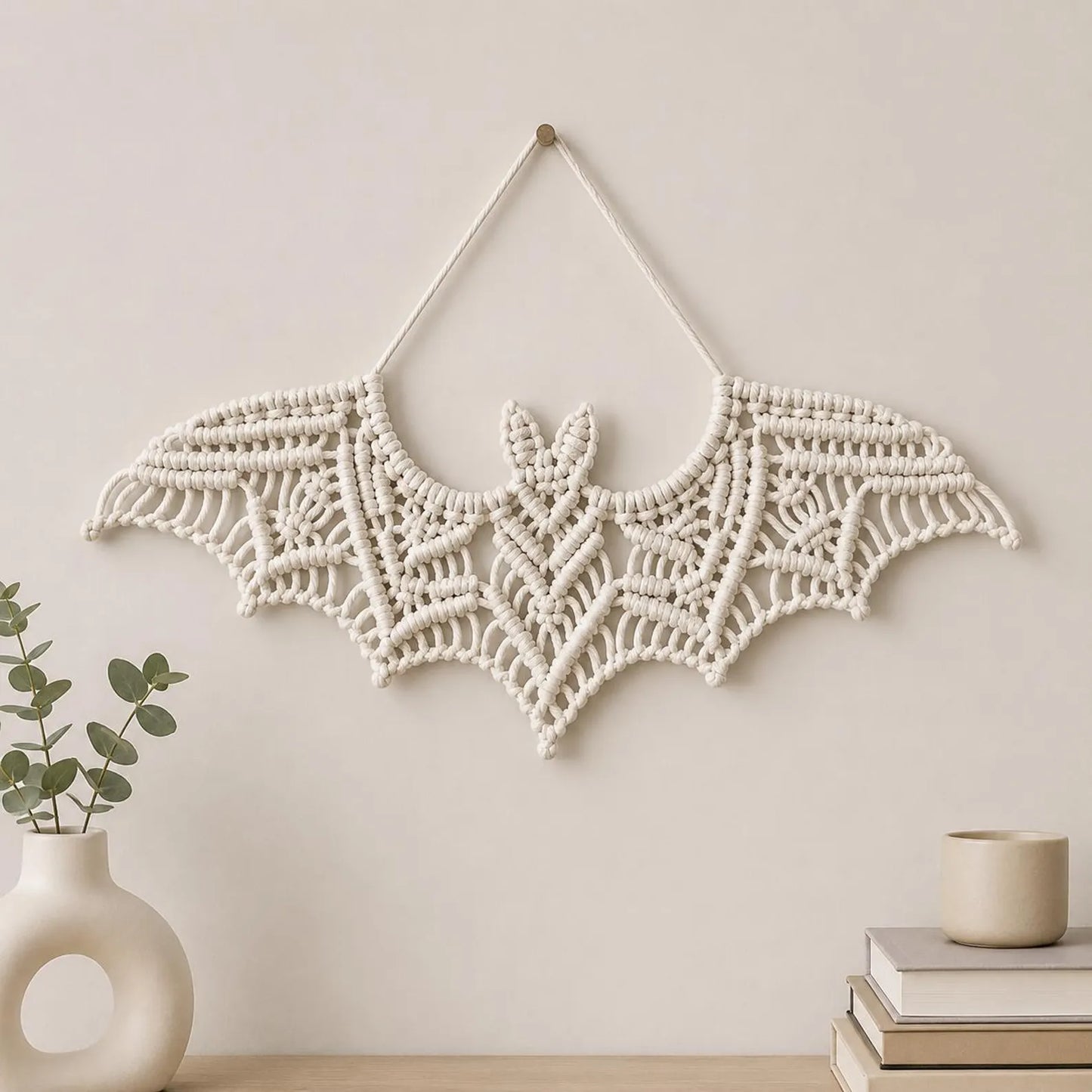 Macrame Bat Wall Hanging Pattern PDF, Crochet Goth Home Decor Tutorial, Halloween Fiber Art, DIY Boho Wall Decor Digital Download