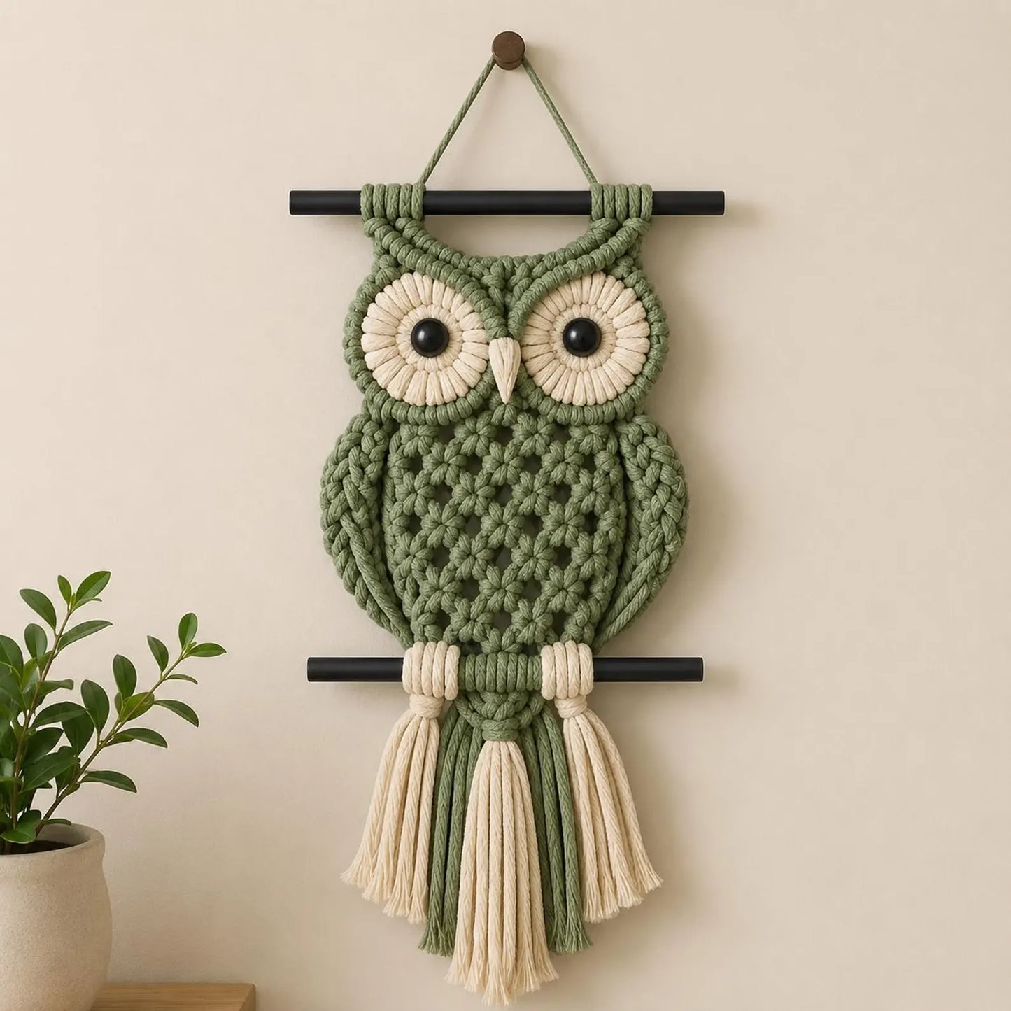 Macrame Owl Wall Hanging Pattern PDF, Crochet Owl Wall Decor Tutorial, Boho Owl Macrame Art, DIY Fiber Art Pattern