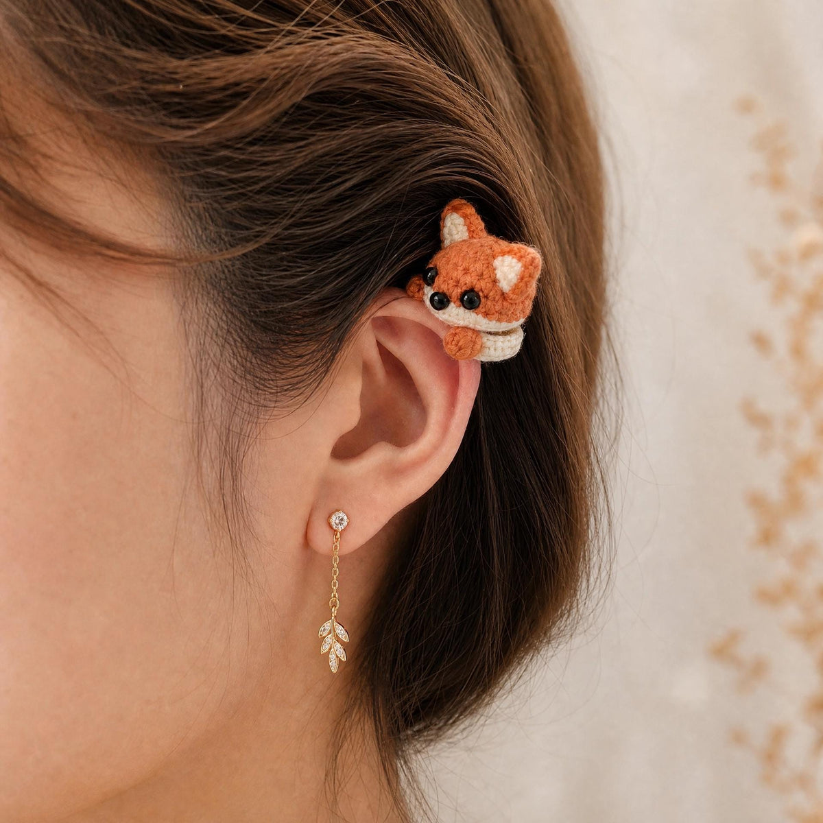 Crochet Fox Ear Cuff Pattern | Tiny Amigurumi Fox, Beginner Friendly (PDF Download)