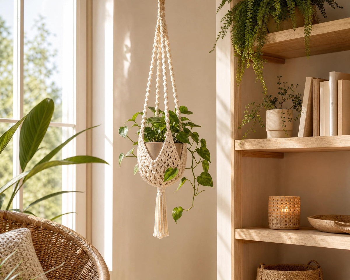 Crochet Plant Hanger Pattern, Macrame Style Boho Decor (PDF Download)