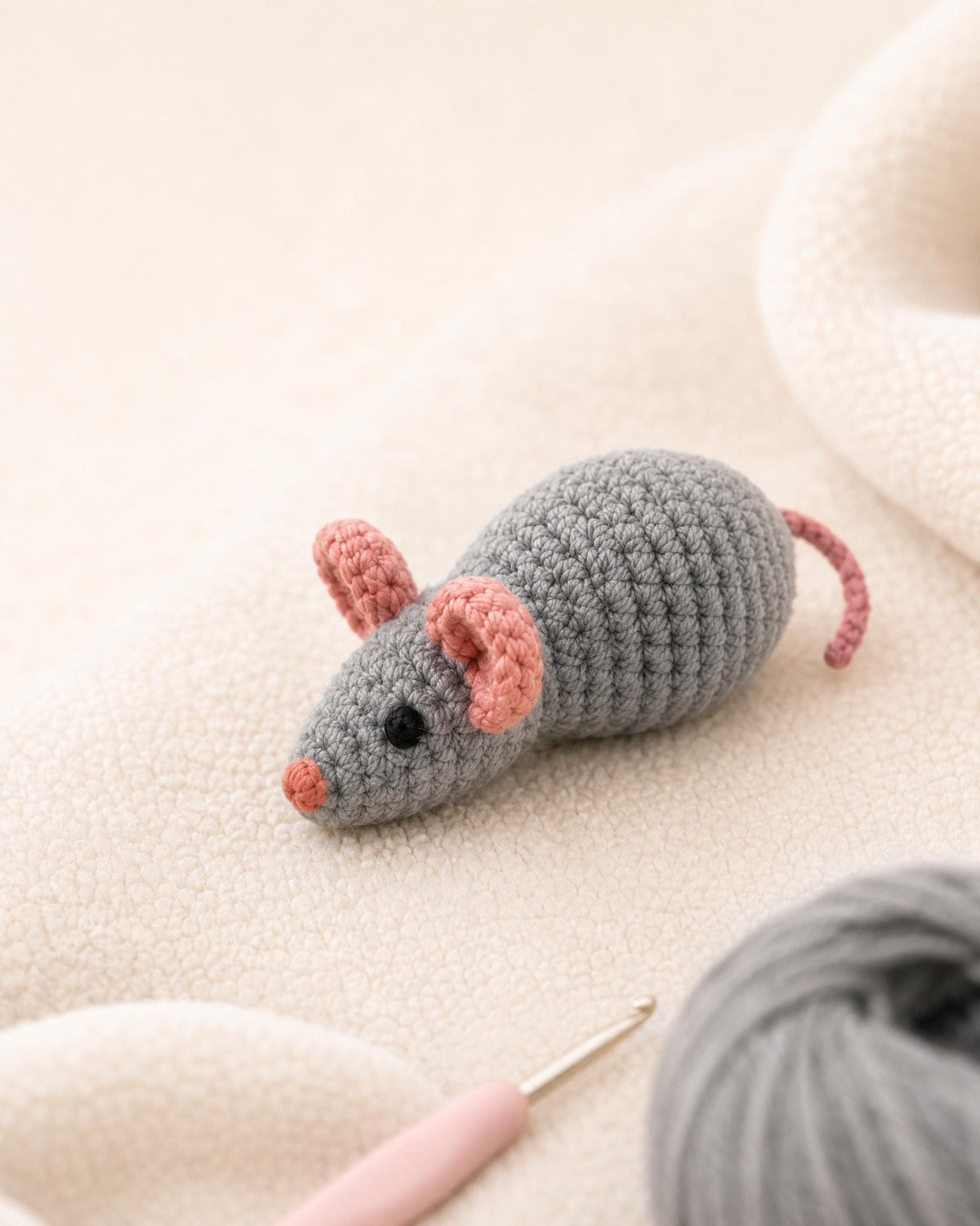 Crochet Cat Toy Patterns PDF, 3 Beginner Designs: Mouse, Fish & Braid, Digital Download, US Terms