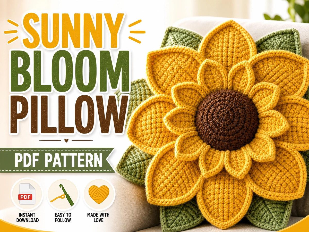 Crochet Sunflower Pillow Pattern | 3D Layered Flower Cushion Tutorial (PDF)