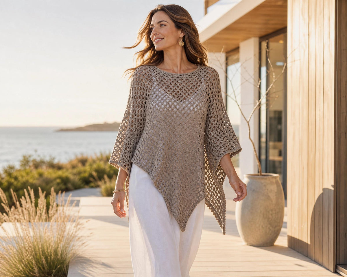 Diamond Mesh Poncho Crochet Pattern - One-Square Lace Poncho PDF - Confident Beginner Intermediate Instant Download