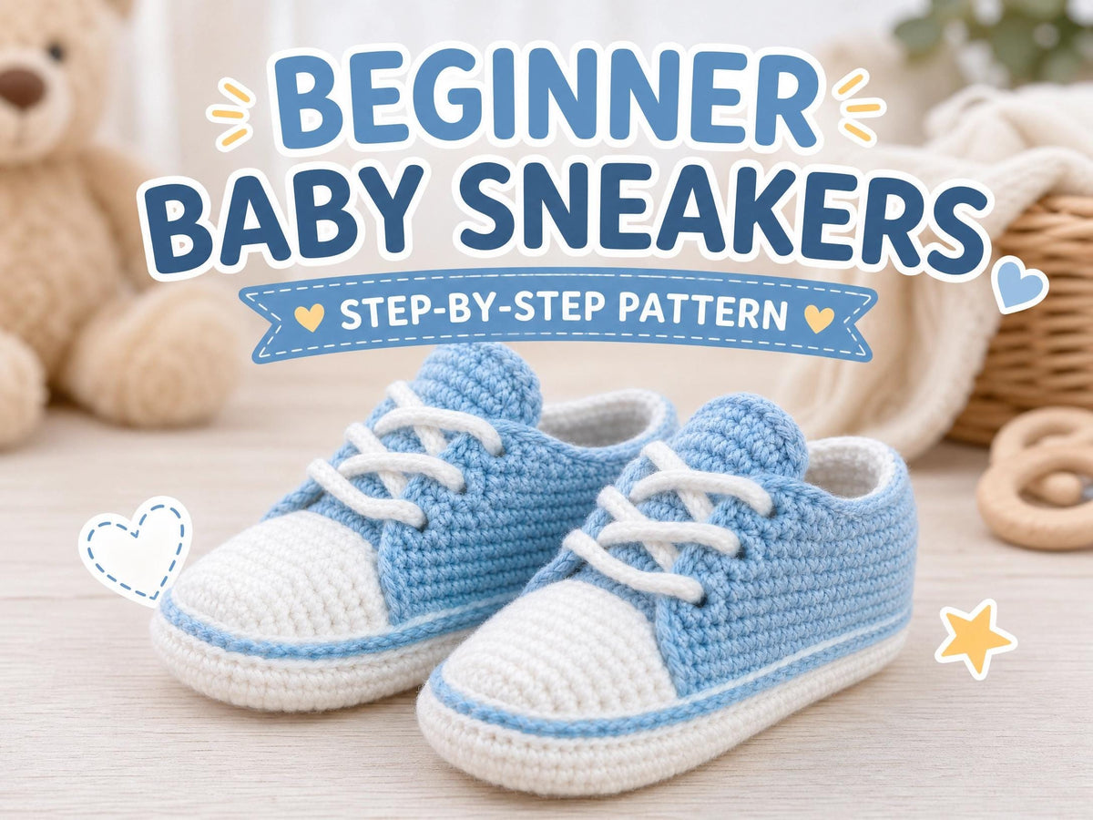 Beginner Baby Sneakers Crochet Pattern (3-6 Months) | Step-by-Step | Instant Download PDF | Easy Amigurumi Shoes