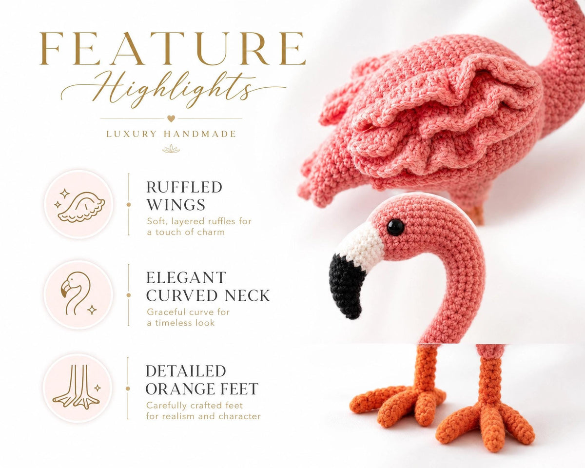 Flamingo Amigurumi Crochet Pattern, Beginner Friendly Standing Bird Plushie PDF, Instant Download