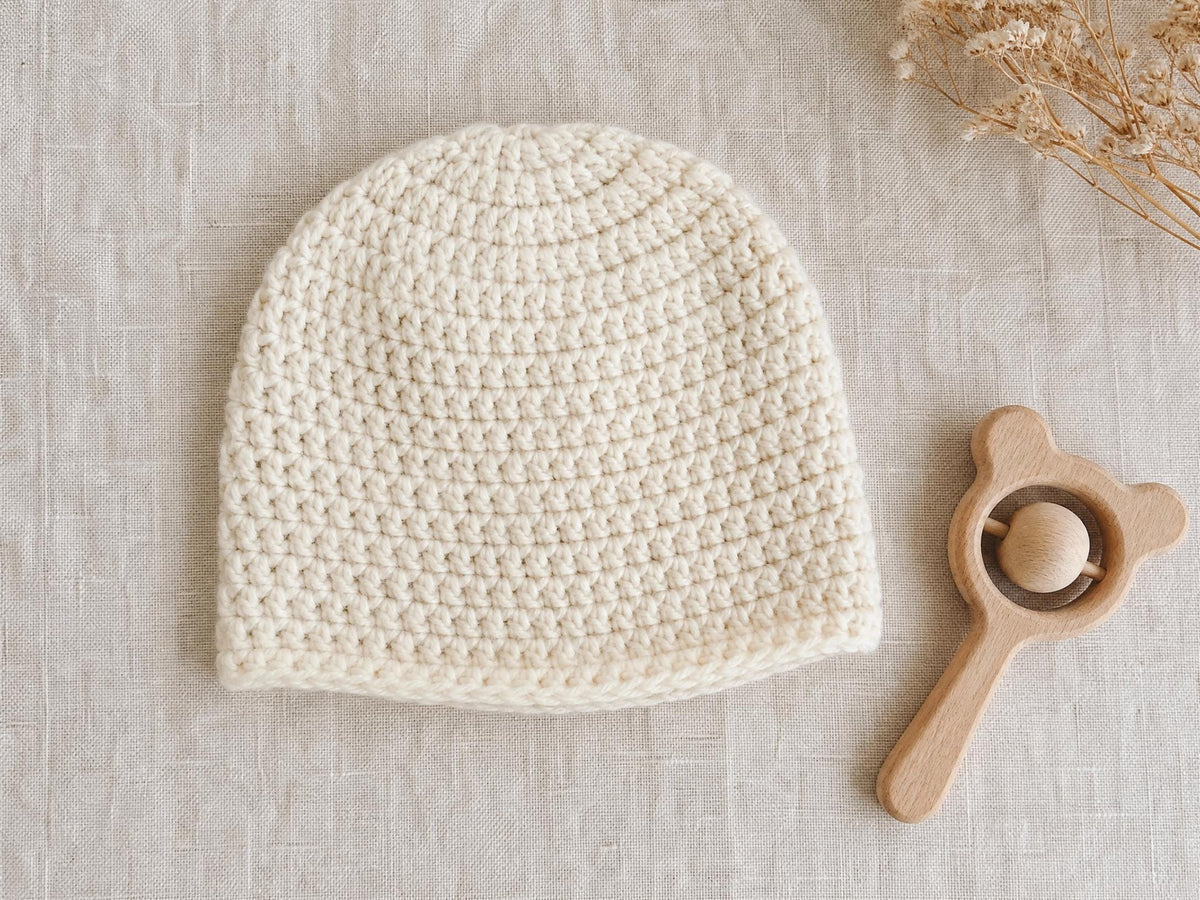 Baby Beanie Crochet Pattern | Moss Stitch Hat, Beginner Friendly (PDF Download)