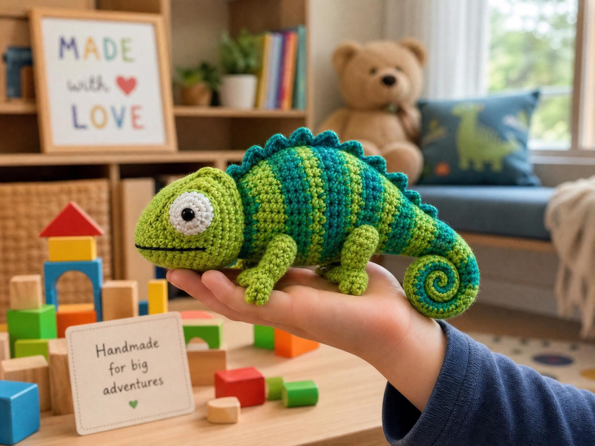 Coco the Beginner Chameleon Crochet Pattern | Amigurumi Lizard PDF | Easy Animal Toy DIY