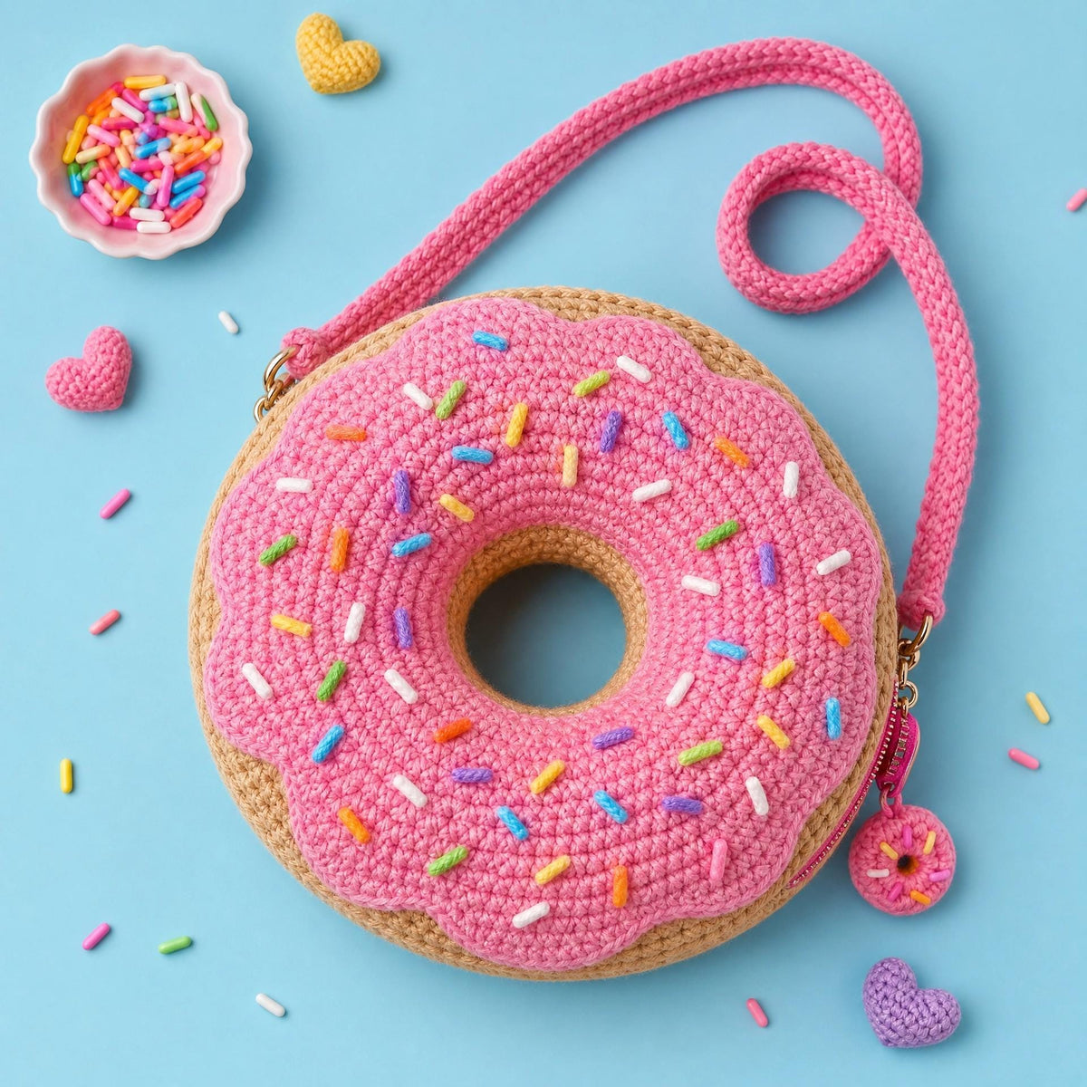 Donut Crossbody Bag Crochet Pattern | Beginner Photo Tutorial (PDF Download)