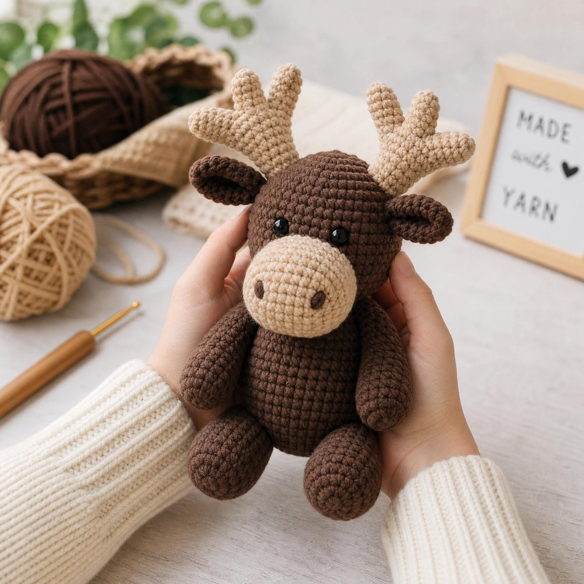 Crochet Moose Pattern PDF | Beginner Amigurumi Woodland Animal Tutorial (Instant Download)