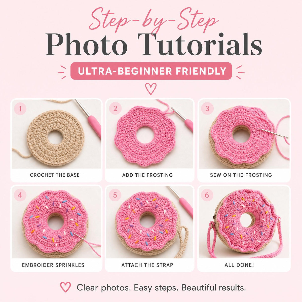 Donut Crossbody Bag Crochet Pattern | Beginner Photo Tutorial (PDF Download)