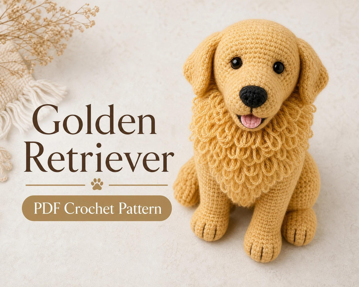 Golden Retriever Amigurumi Crochet Pattern, Intermediate PDF, Realistic Dog Plushie, Instant Download