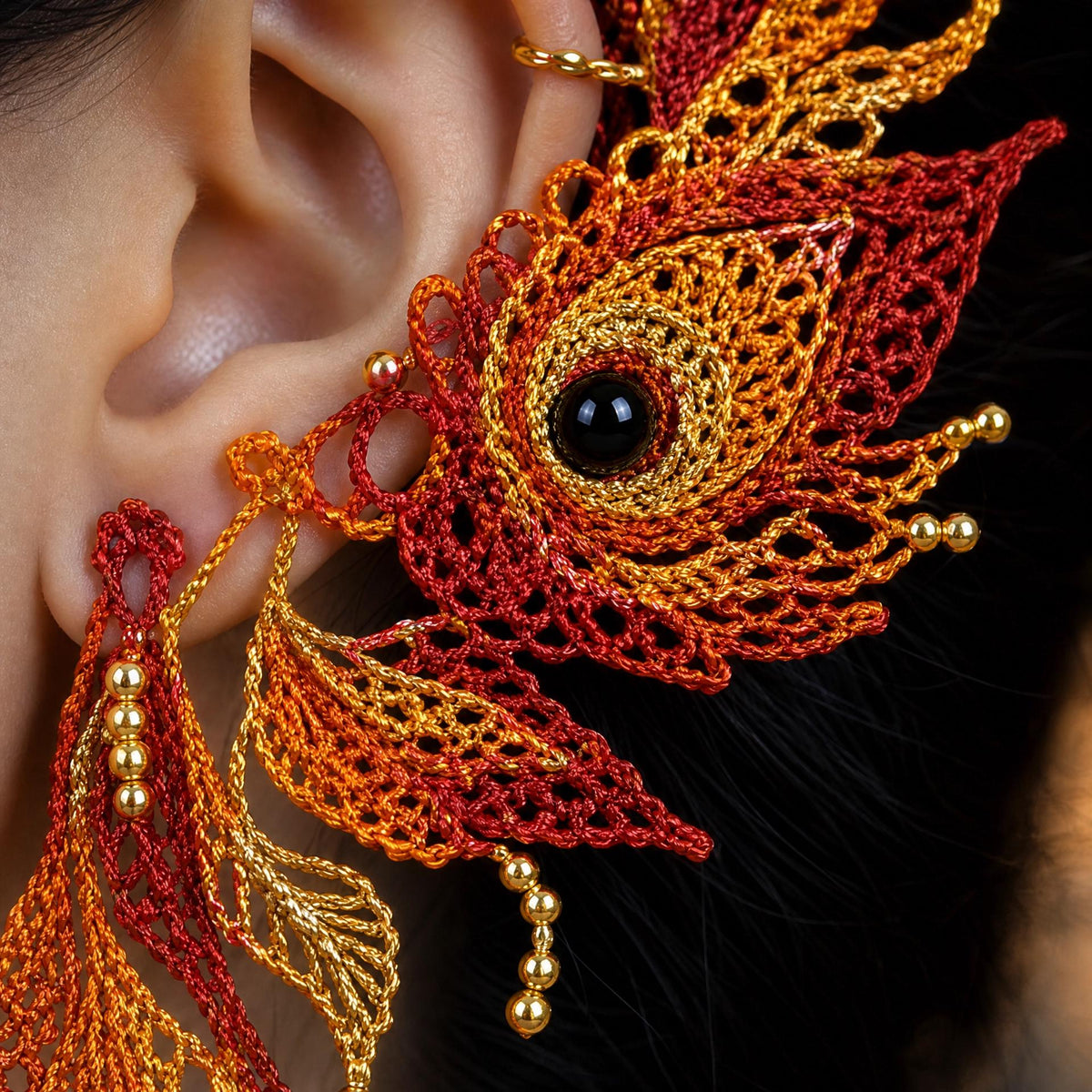 Phoenix Feather Ear Cuff Crochet Pattern | Micro Crochet Jewelry Tutorial (PDF Download)