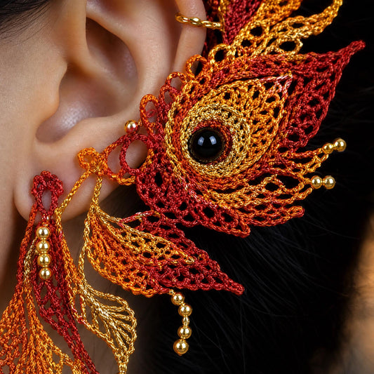 Phoenix Feather Ear Cuff Crochet Pattern | Micro Crochet Jewelry Tutorial (PDF Download)