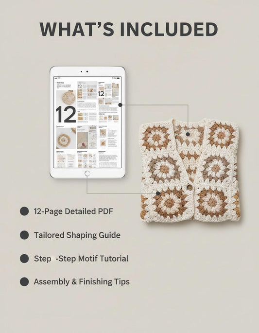 Granny Square Vest Crochet Pattern, Tailored Waistcoat, Button Front Crop Top, Boho Chic (PDF)