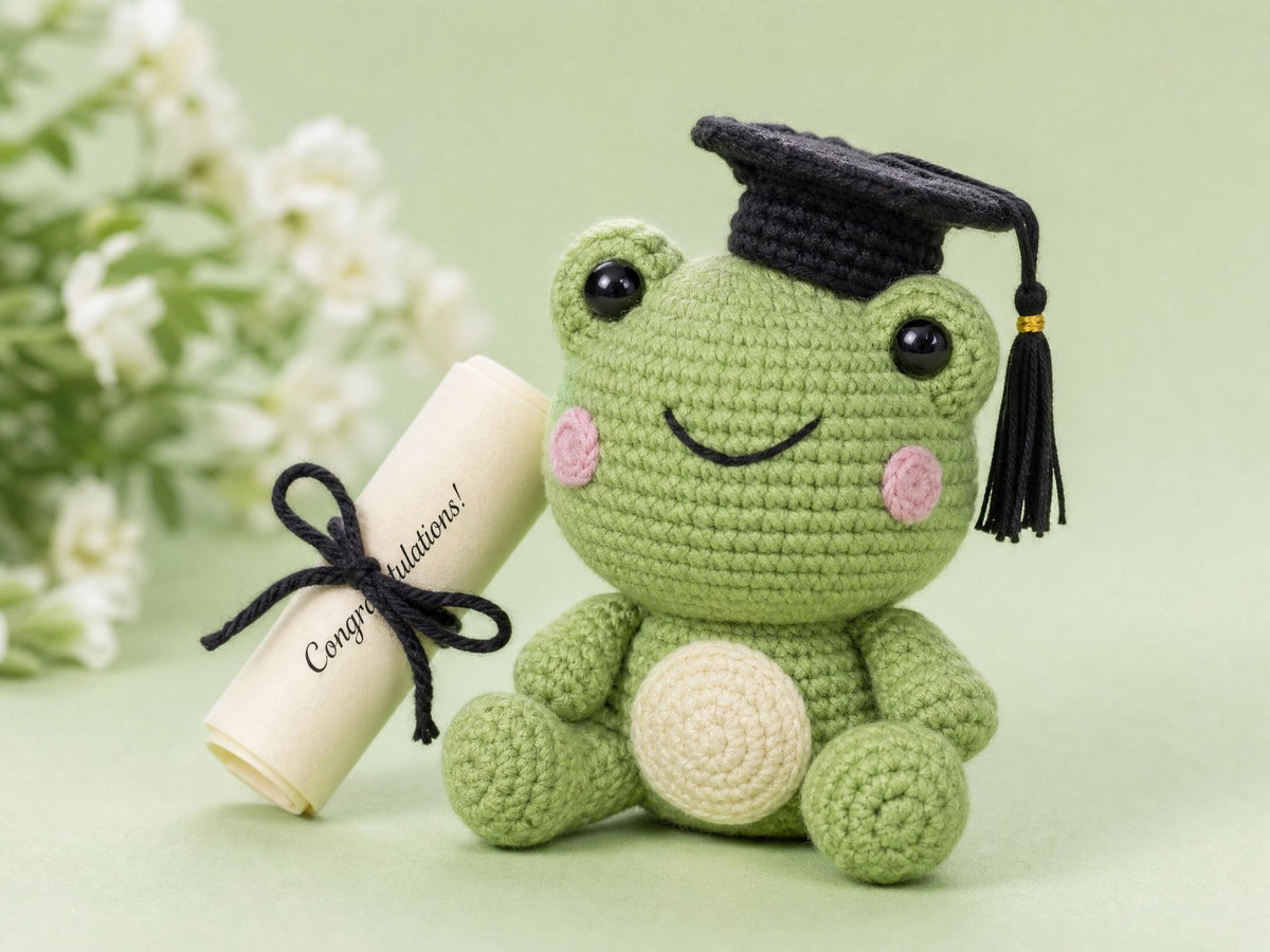 Graduation Frog Crochet Pattern | Amigurumi PDF Toy (Digital Download)