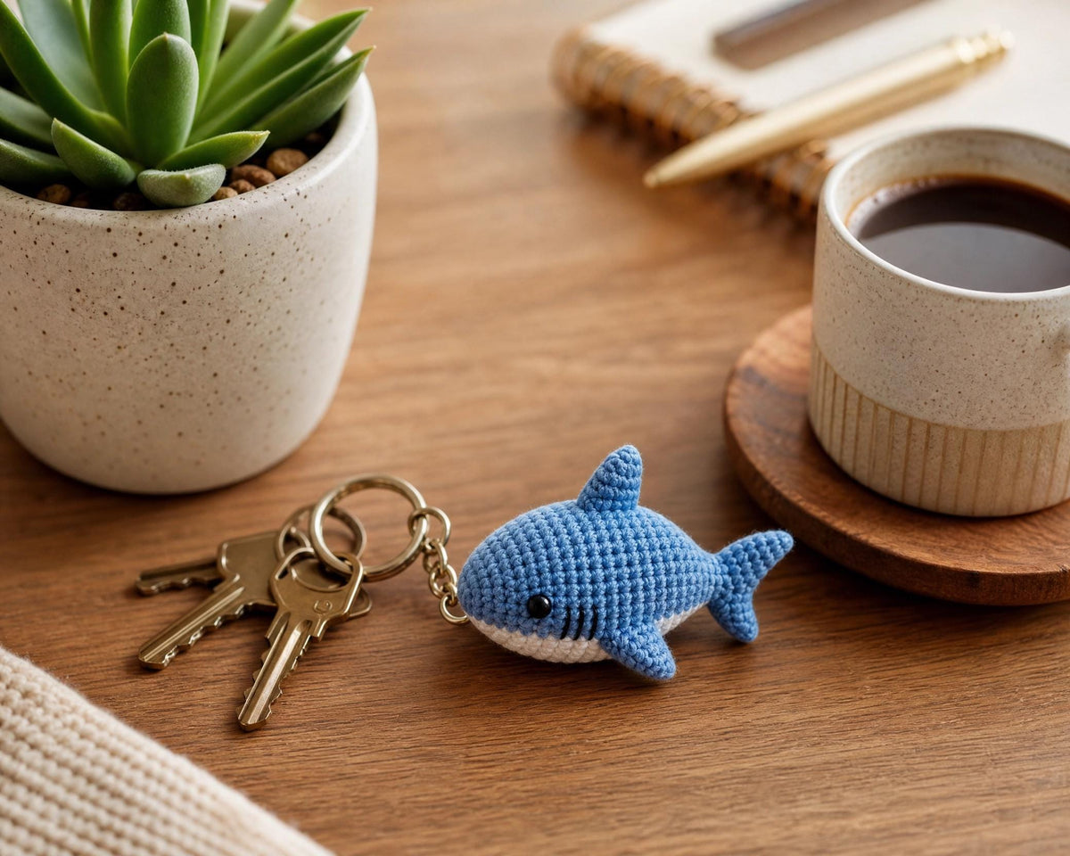 Crochet Shark Keychain Pattern, Amigurumi Mini Plushie, Beginner Friendly (PDF Download)