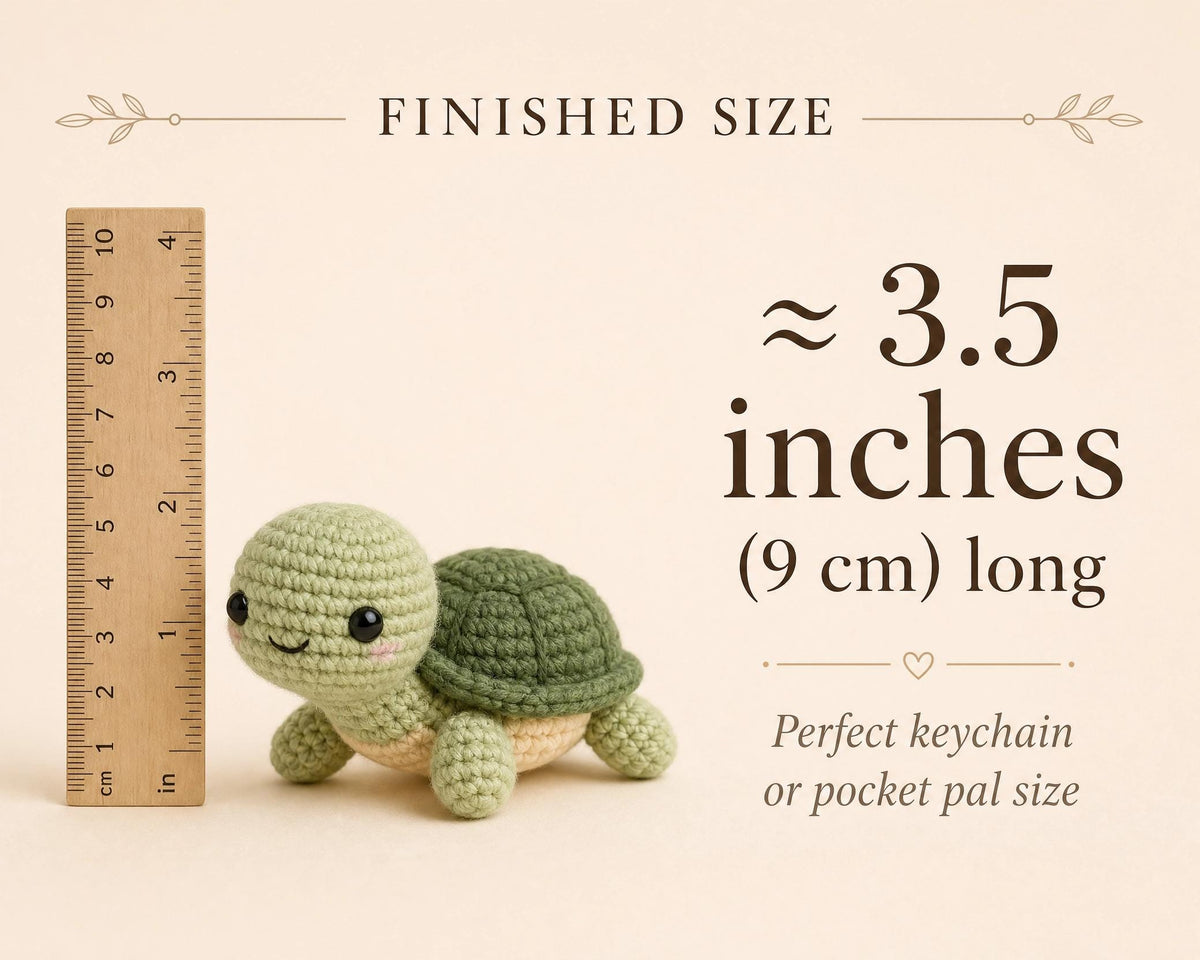 No Sew Mini Turtle Crochet Pattern PDF | Amigurumi Keychain | Velvet Yarn Plushie | Instant Download