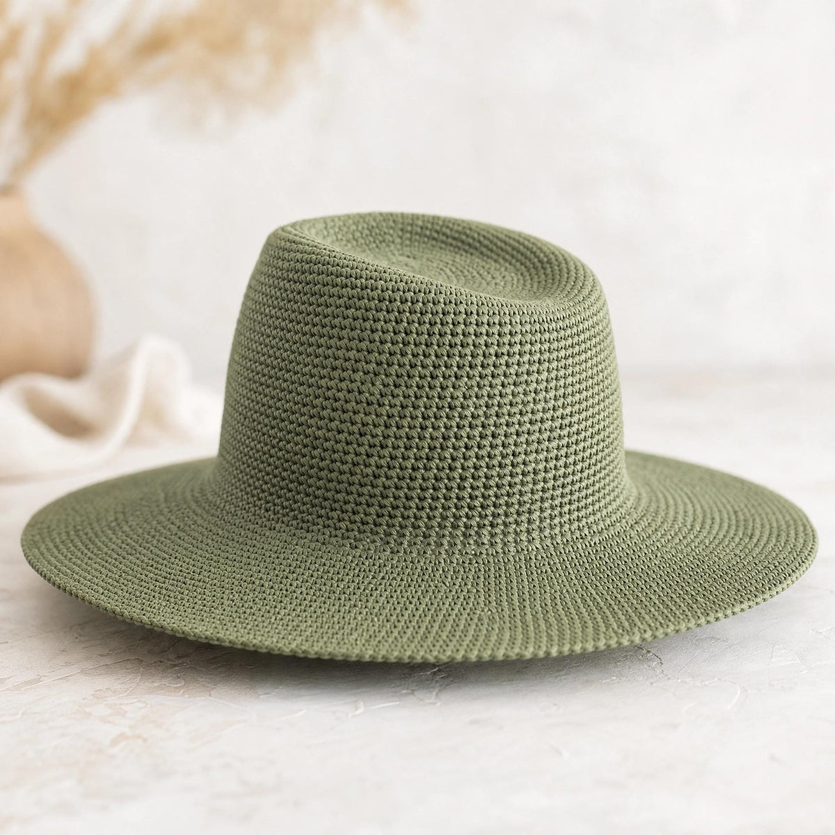 Sage Panama Fedora Crochet Hat Pattern, Structured Wide Brim Sun Hat (PDF Download)