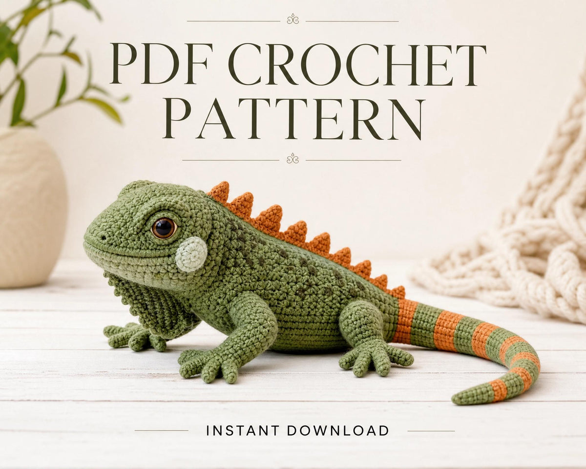 Realistic Iguana Amigurumi Crochet Pattern – Intermediate Animal PDF (Instant Download)