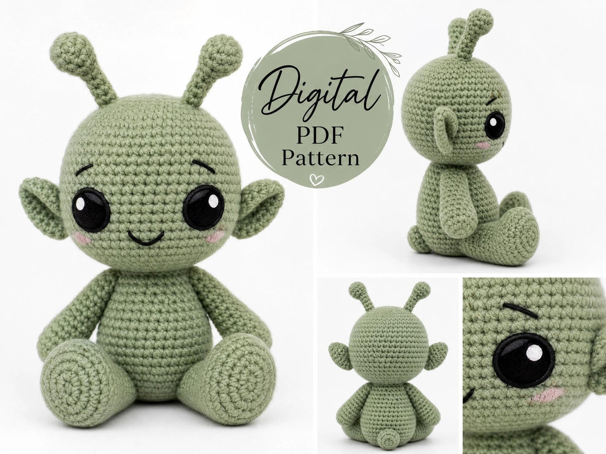 Baby Alien Crochet Pattern | Beginner Amigurumi PDF | Sci-Fi Toy (Digital Download)
