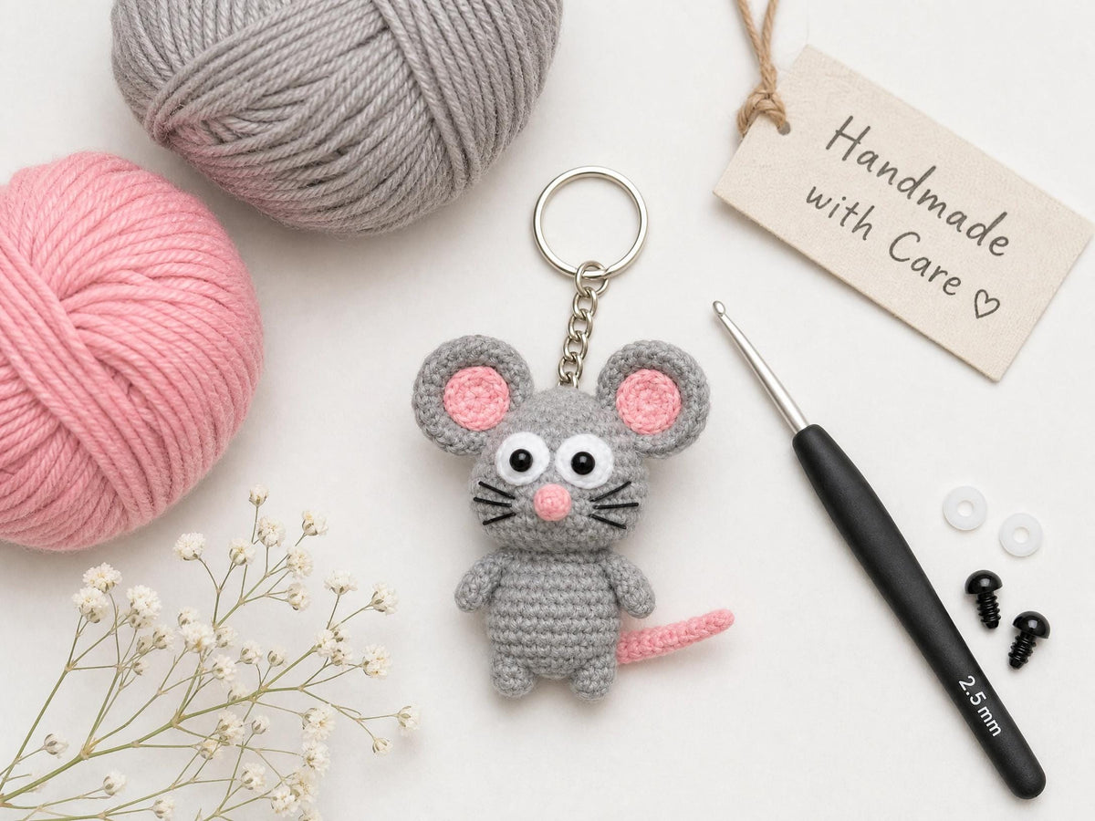 Crochet Mouse Keychain Pattern | Amigurumi Tiny Mouse PDF (Instant Download)