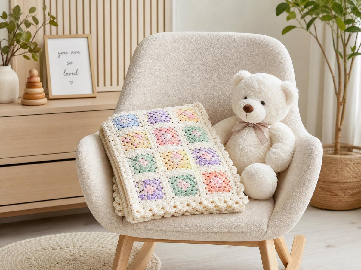 Rainbow Granny Square Baby Blanket Crochet Pattern | Beginner PDF | Scrappy Afghan