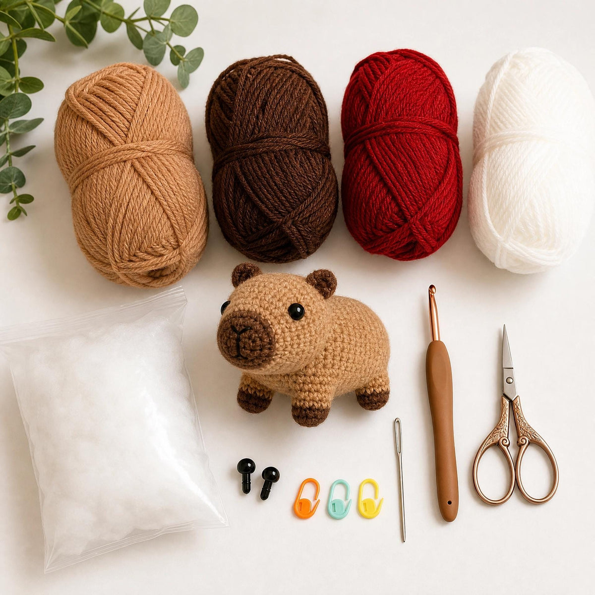Crochet Capybara Pattern | Mushroom Hat Amigurumi PDF (Digital Download)