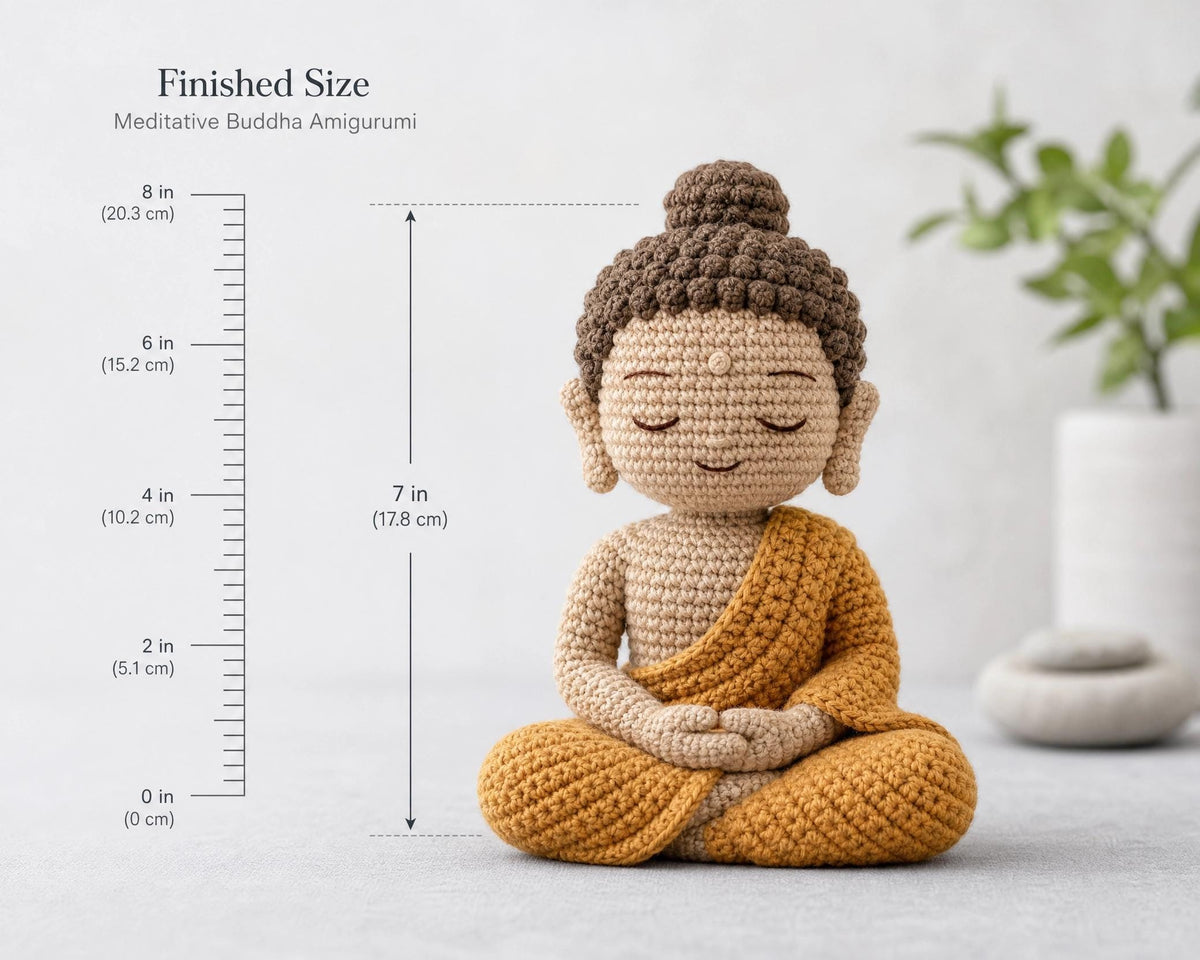 Meditative Buddha Amigurumi Crochet Pattern, Intermediate PDF, Zen Decor, Instant Download